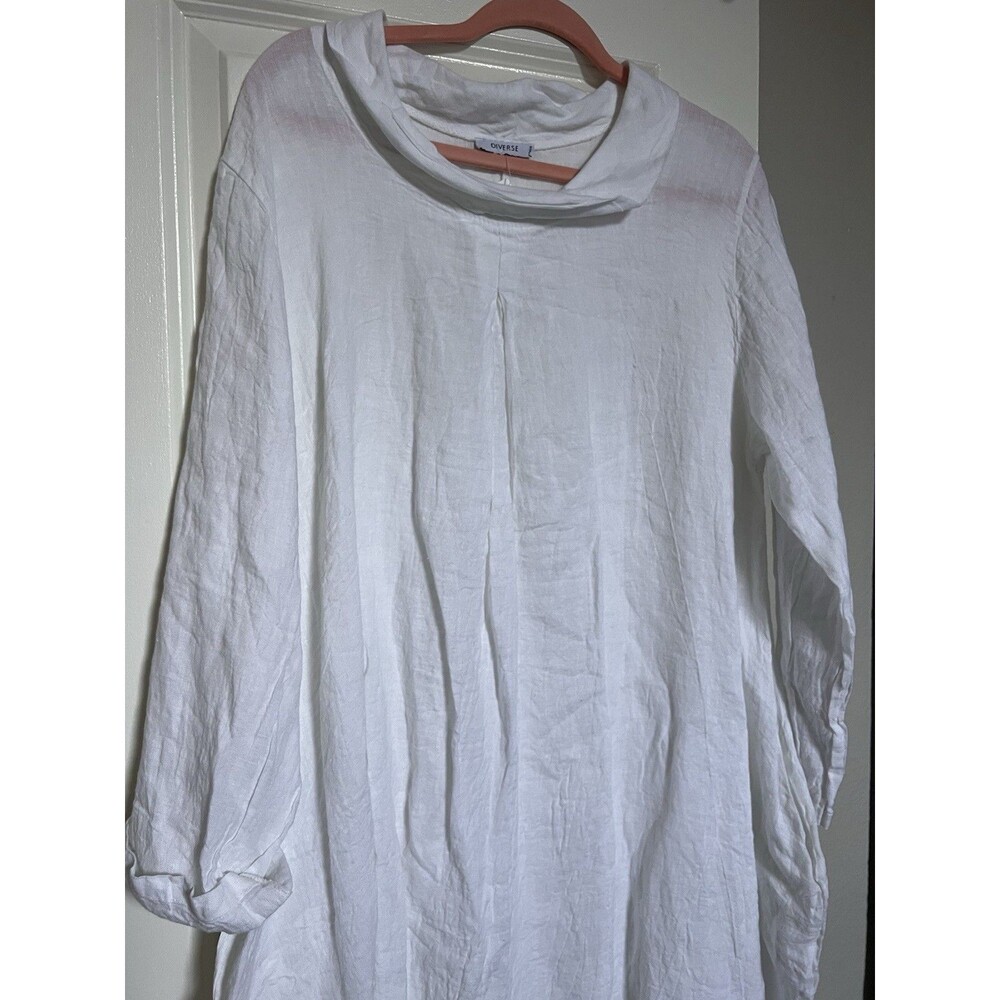 Diverse Italia White Linen Dress One Size Fits To Up XXXL - Picture 2 of 6